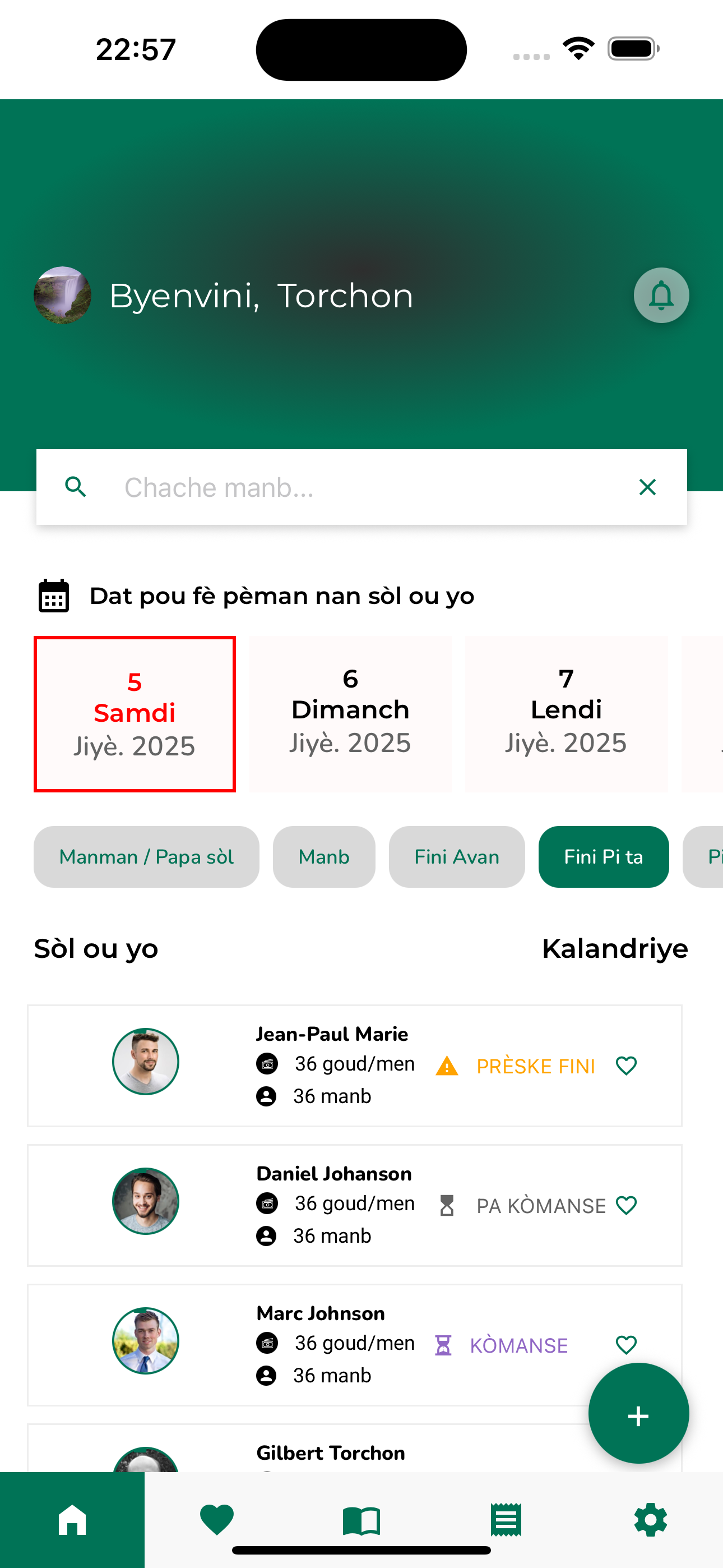 Application mobile Sòlpam - Tableau de bord